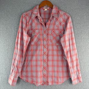 Levi's Women's Western Salmon Long Sleeve Pearl Snap Button Down Shirt Size L